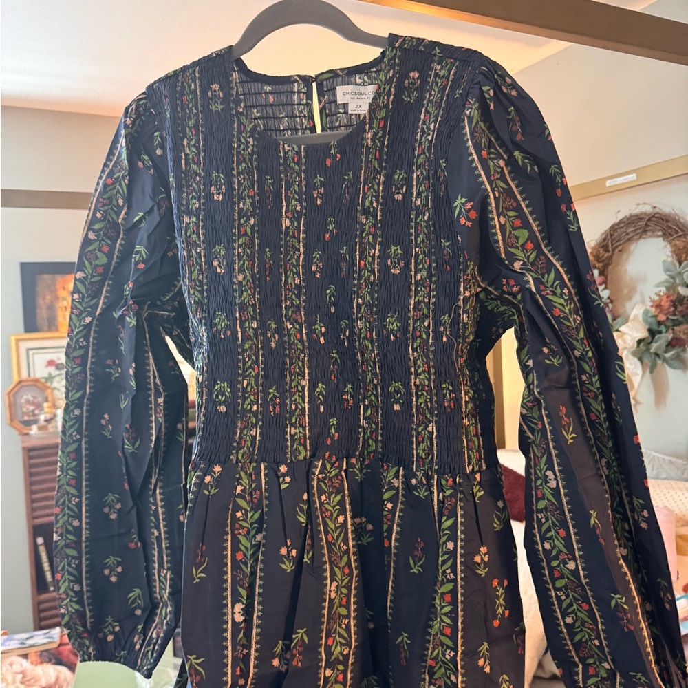 Wallflower Kisses Smocked Waist Long-Sleeve Spring Top